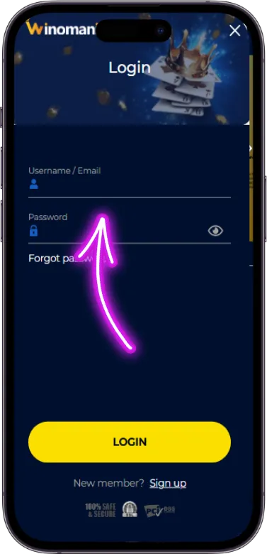 Winomania enter personal data